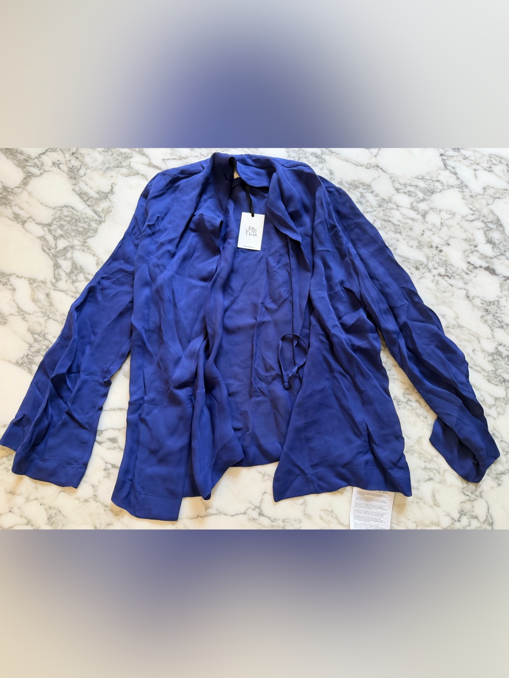NWT ATTIC AND BARN Wrap blouse in Indigo Blue Sz IT 46/ US 10 NO BELT